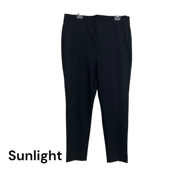 Chicos Ponte Slim Leg Pull On Pants Women 3T Us 16Tall Black Slit Front-Stretch - Picture 1 of 14